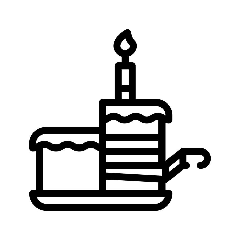 pastel cumpleaños postre línea icono vector ilustración