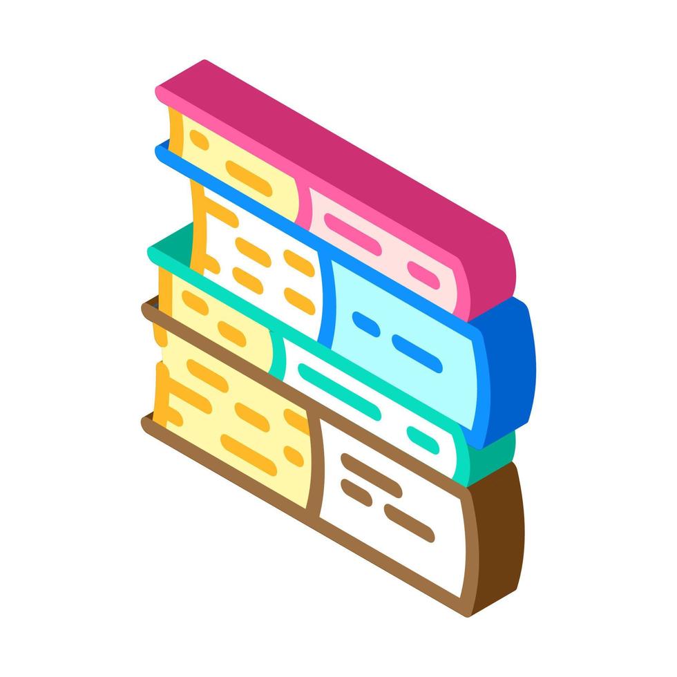 pile books isometric icon vector illustration