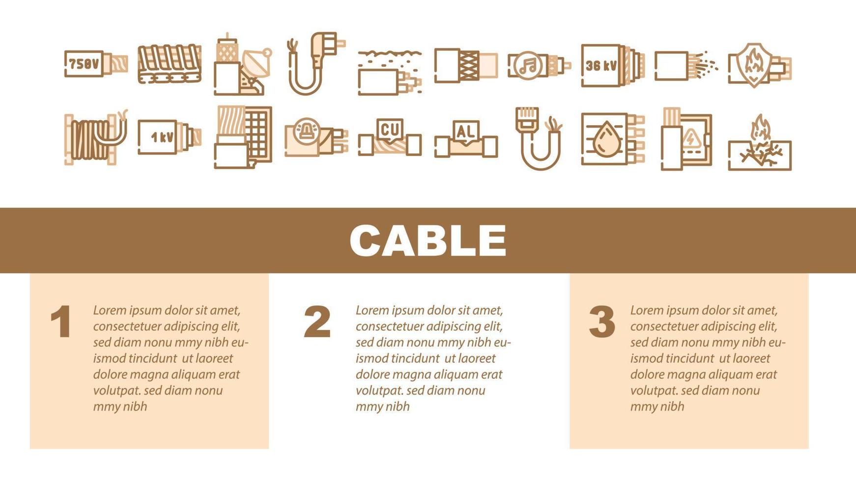 Cable Wire Electrical System Landing Header Vector