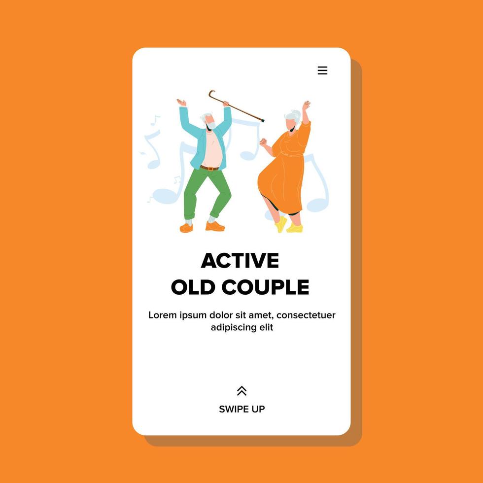 vector de tiempo divertido de baile de pareja de ancianos activos