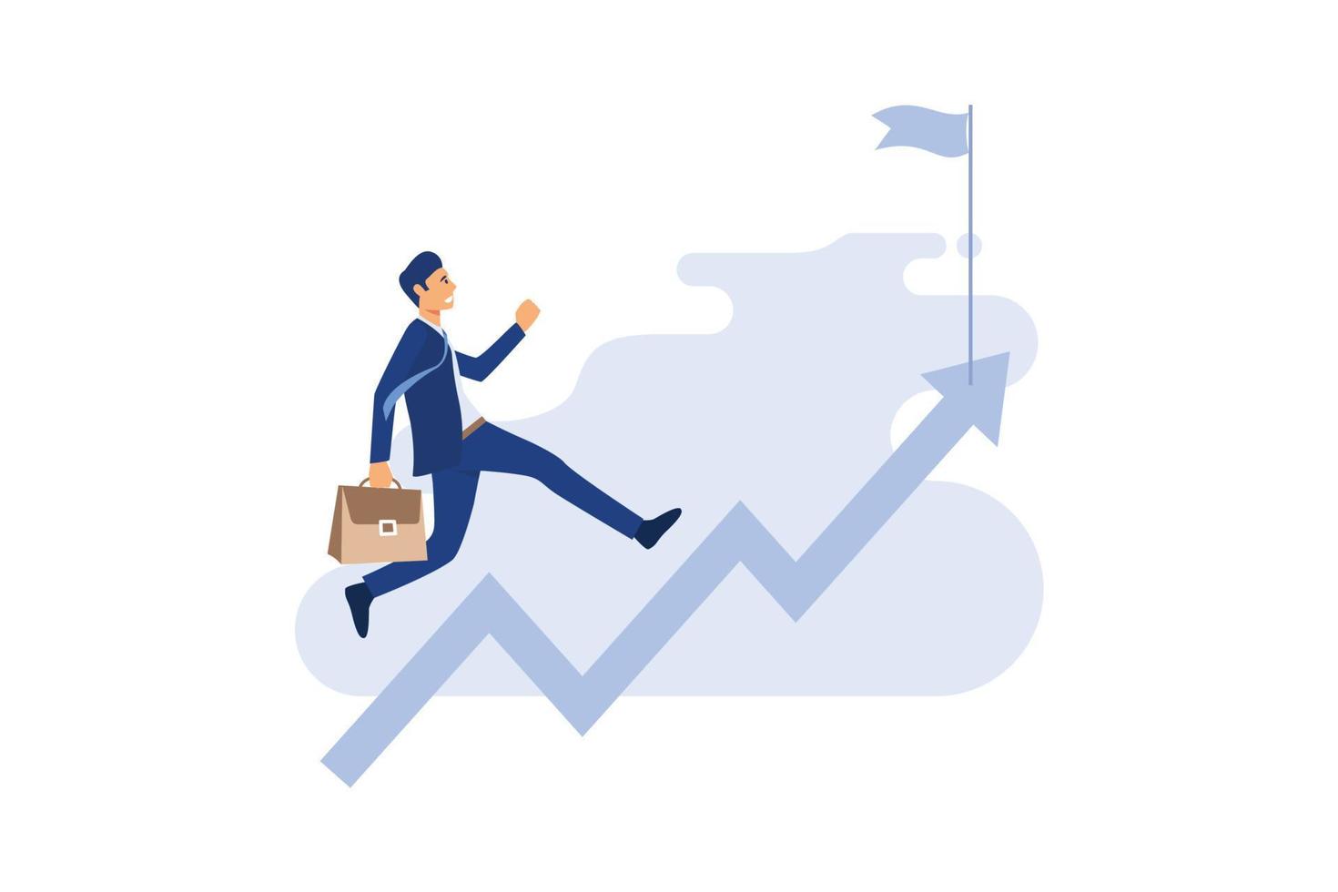 Running towards the goal. Business vector illustration