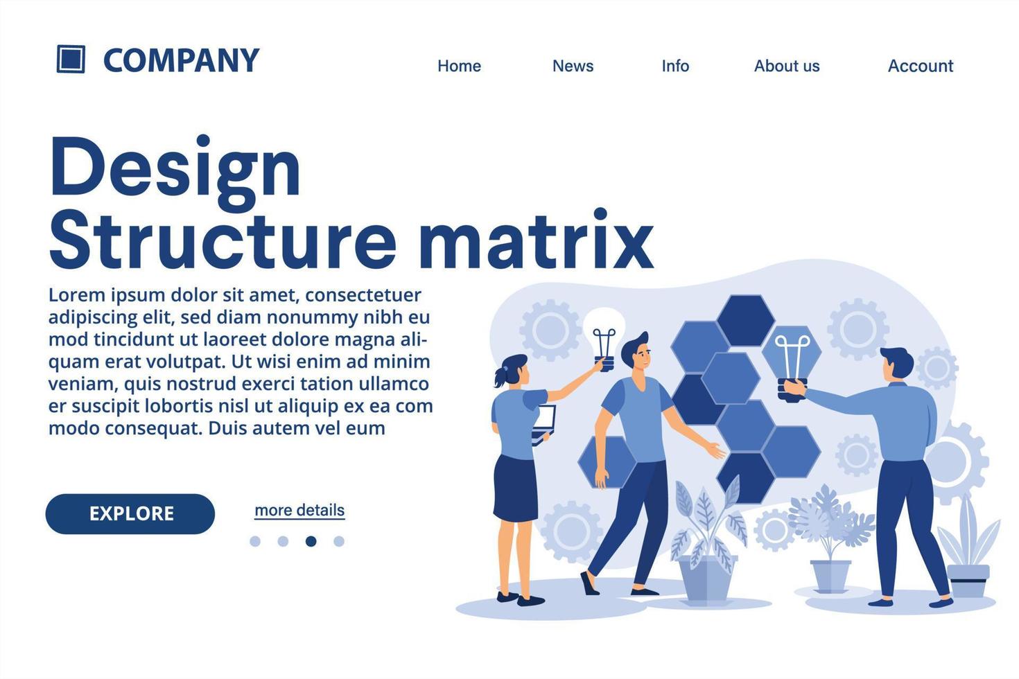 ilustración de matriz de estructura de diseño adecuada para página de inicio web, ui, aplicación móvil, plantilla de banner. ilustración vectorial vector