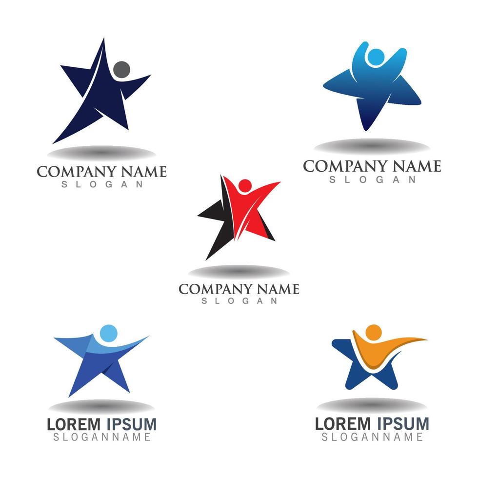 plantilla de diseño de inspiración de logotipo de concepto de estrella de combinación de personas vector
