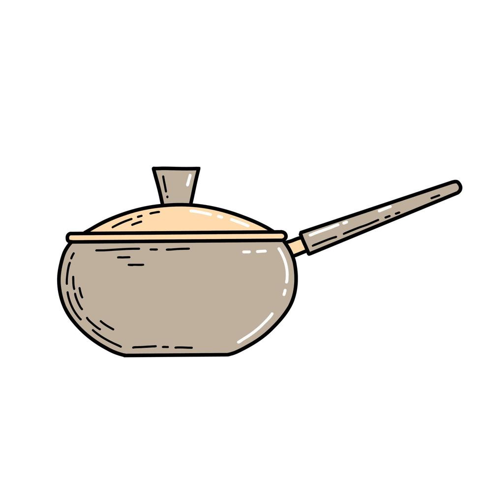 Kitchen utensils saucepan with handle. vector