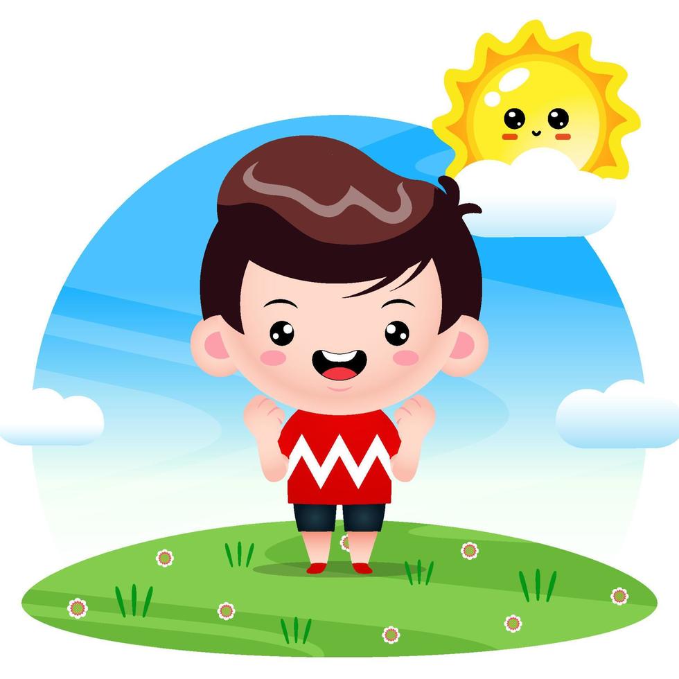 Cute Boy Expressing Achievement And Success vector