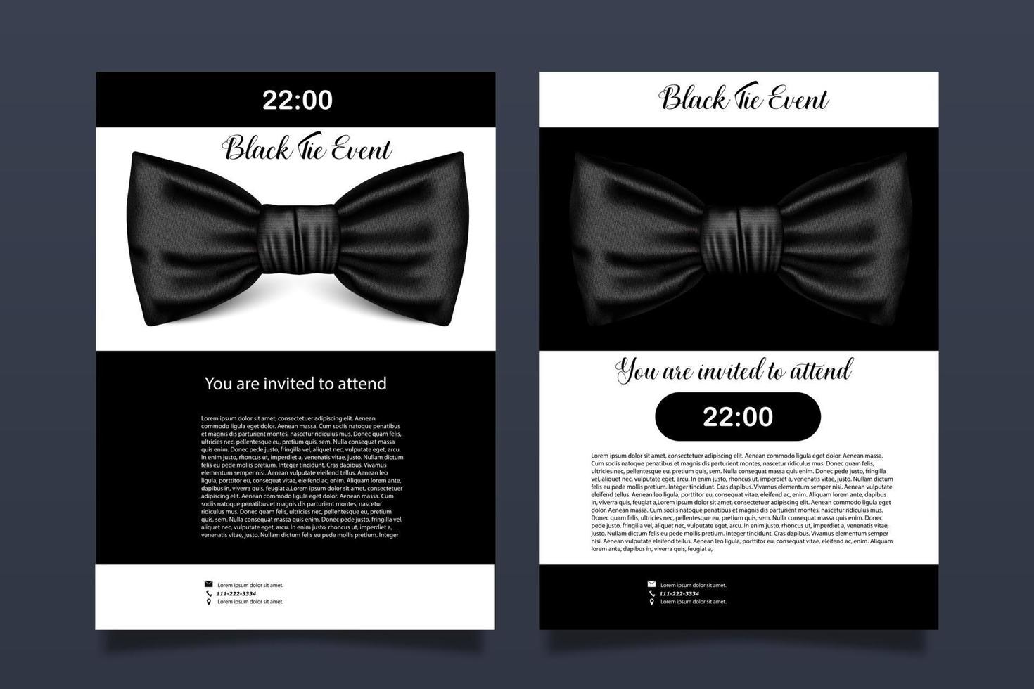 Invitation to a holiday with a bow tie in black, highlighted on a white background with an inscription. Hipster style vector