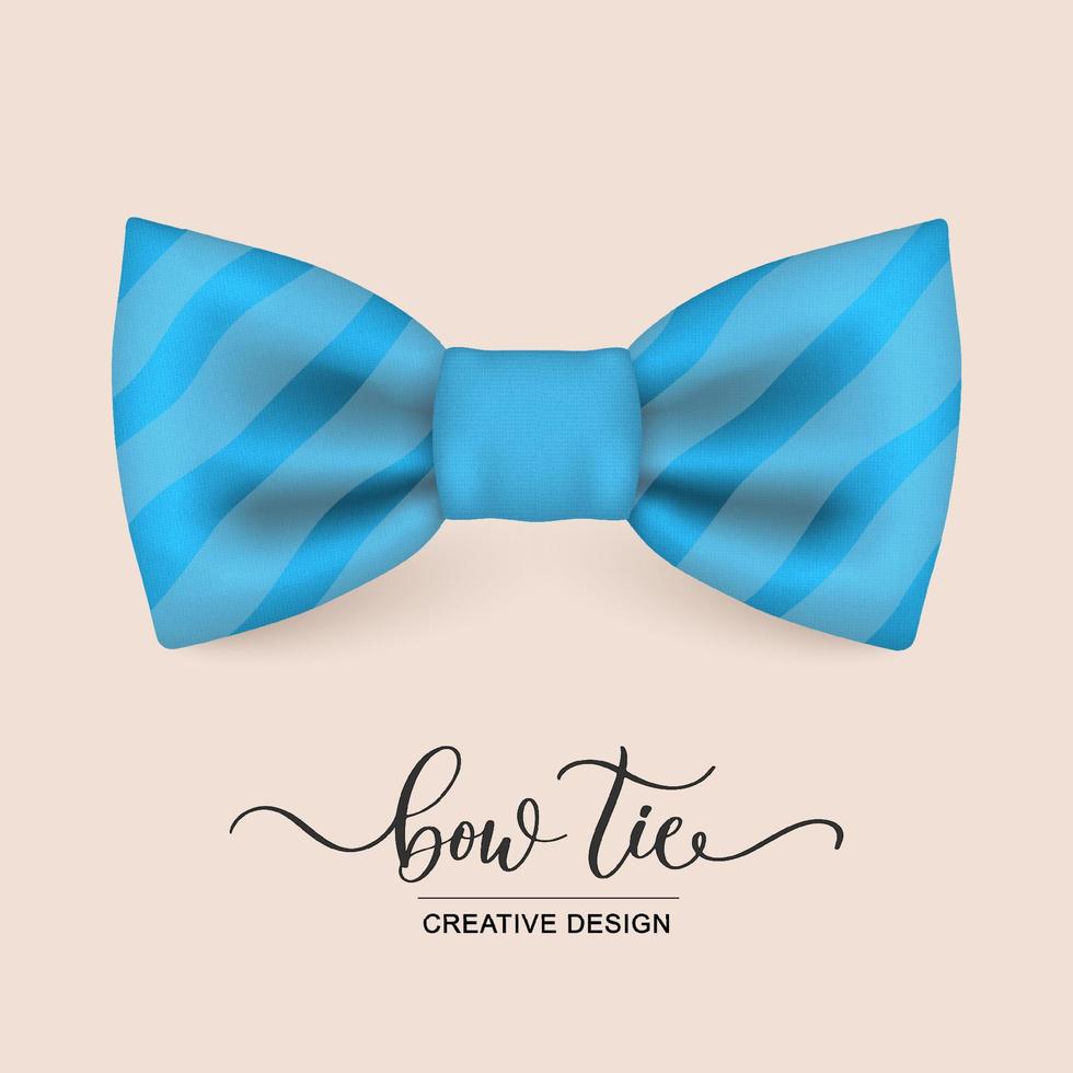 Vector icon of a blue striped bow tie isolated on a white background. Hipster style