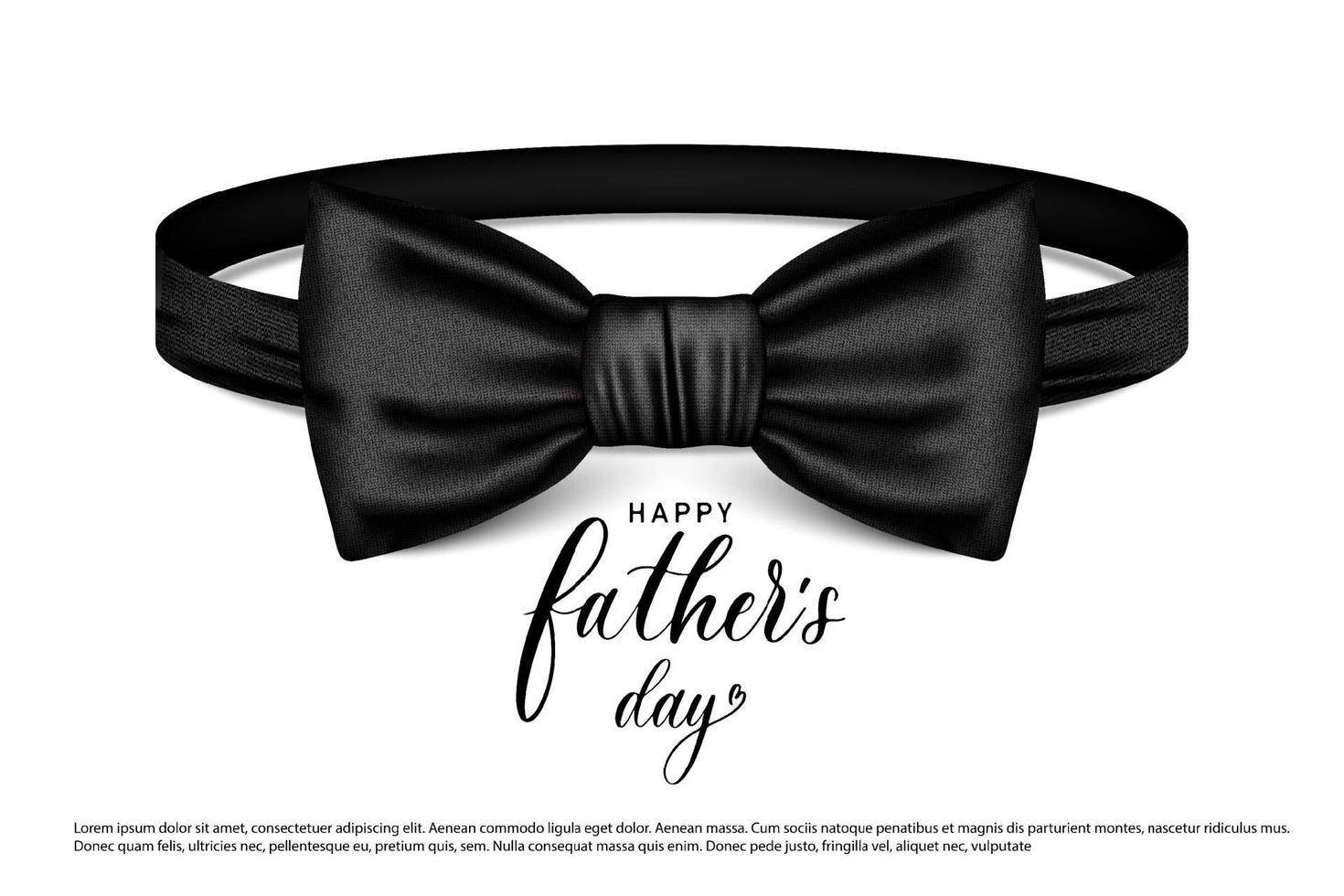 Vector bow tie icon in black stripes, highlighted on a white background with the inscription, father's Day. Hipster style