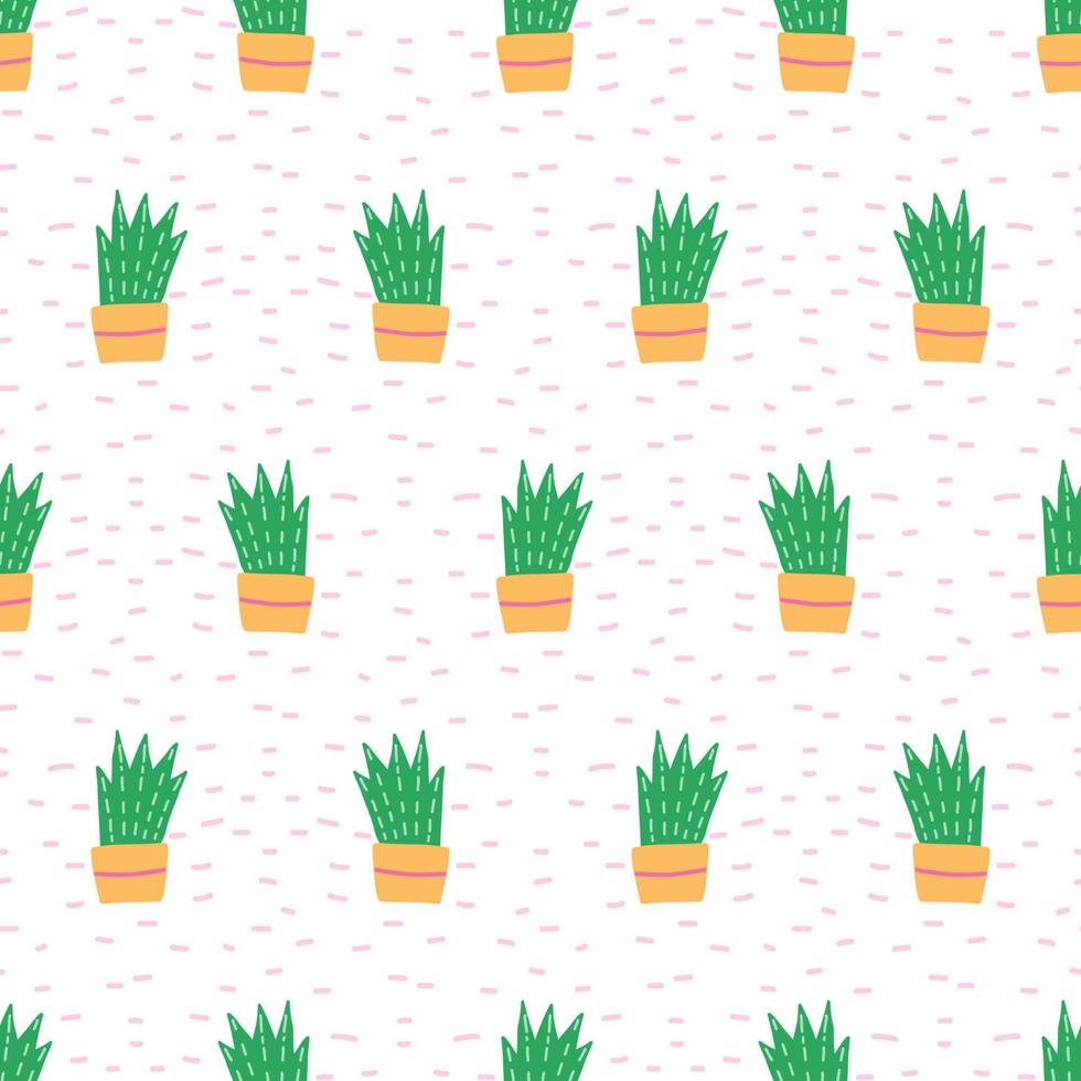 Flower succulent pattern. Flower in a pot Cheerful floral pattern for fabrics, textiles, wallpapers. vector