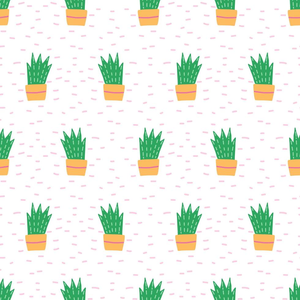 Flower succulent pattern. Flower in a pot Cheerful floral pattern for fabrics, textiles, wallpapers. vector