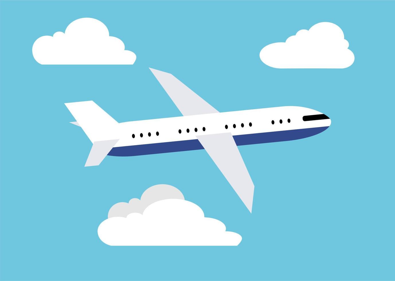 Flying Airplane above clouds vector