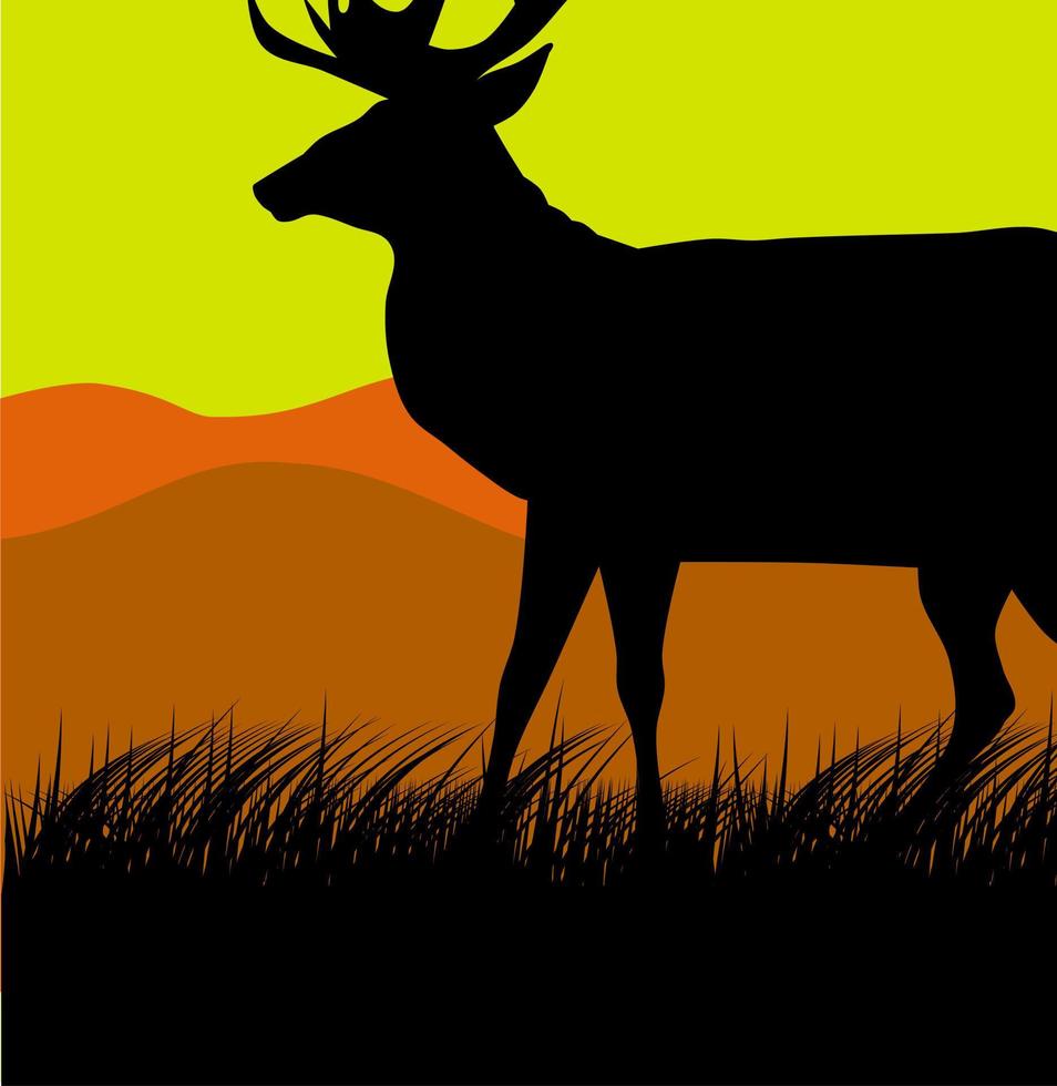 Deer on Sunset vector