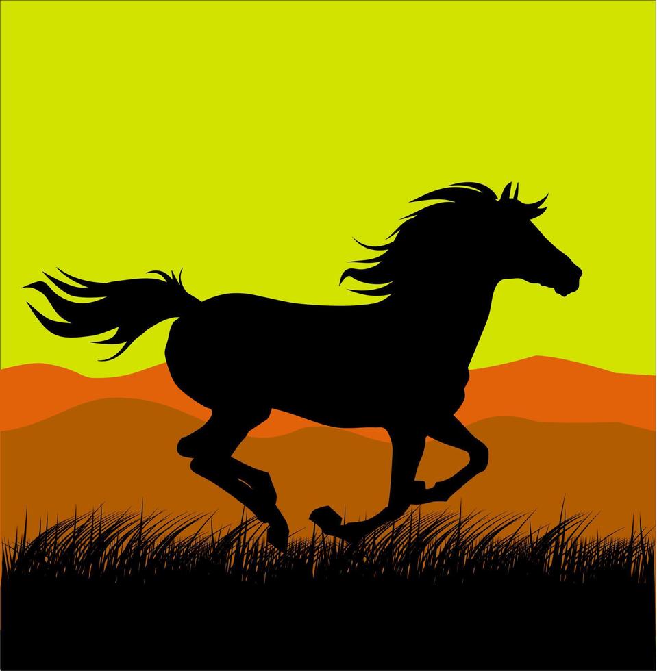 caballo al atardecer vector