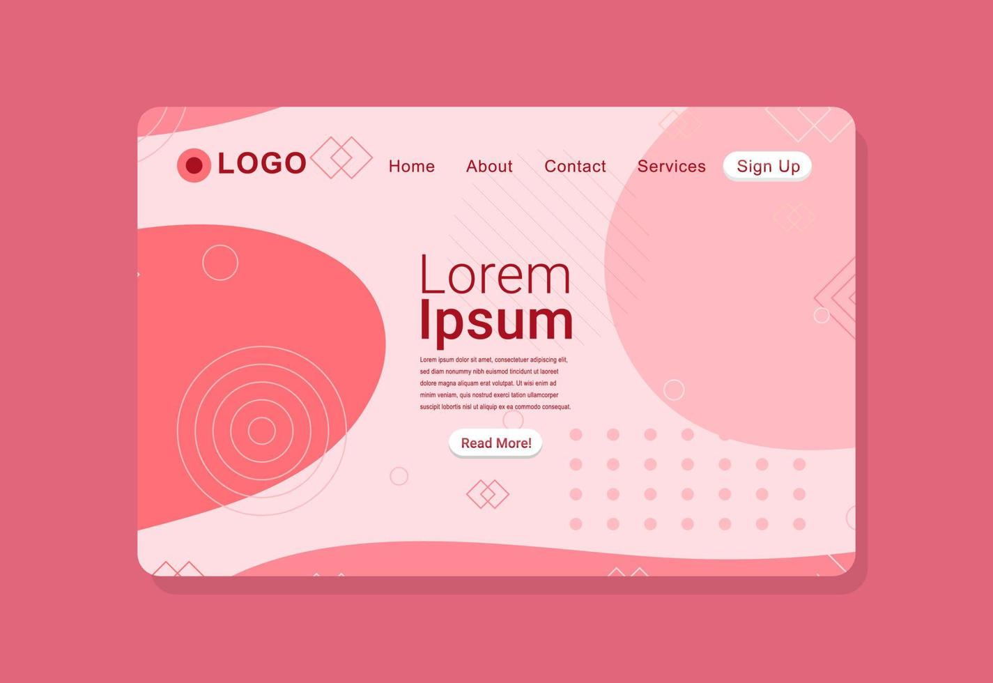 Abstract Clean Pink Landing Page Design vector