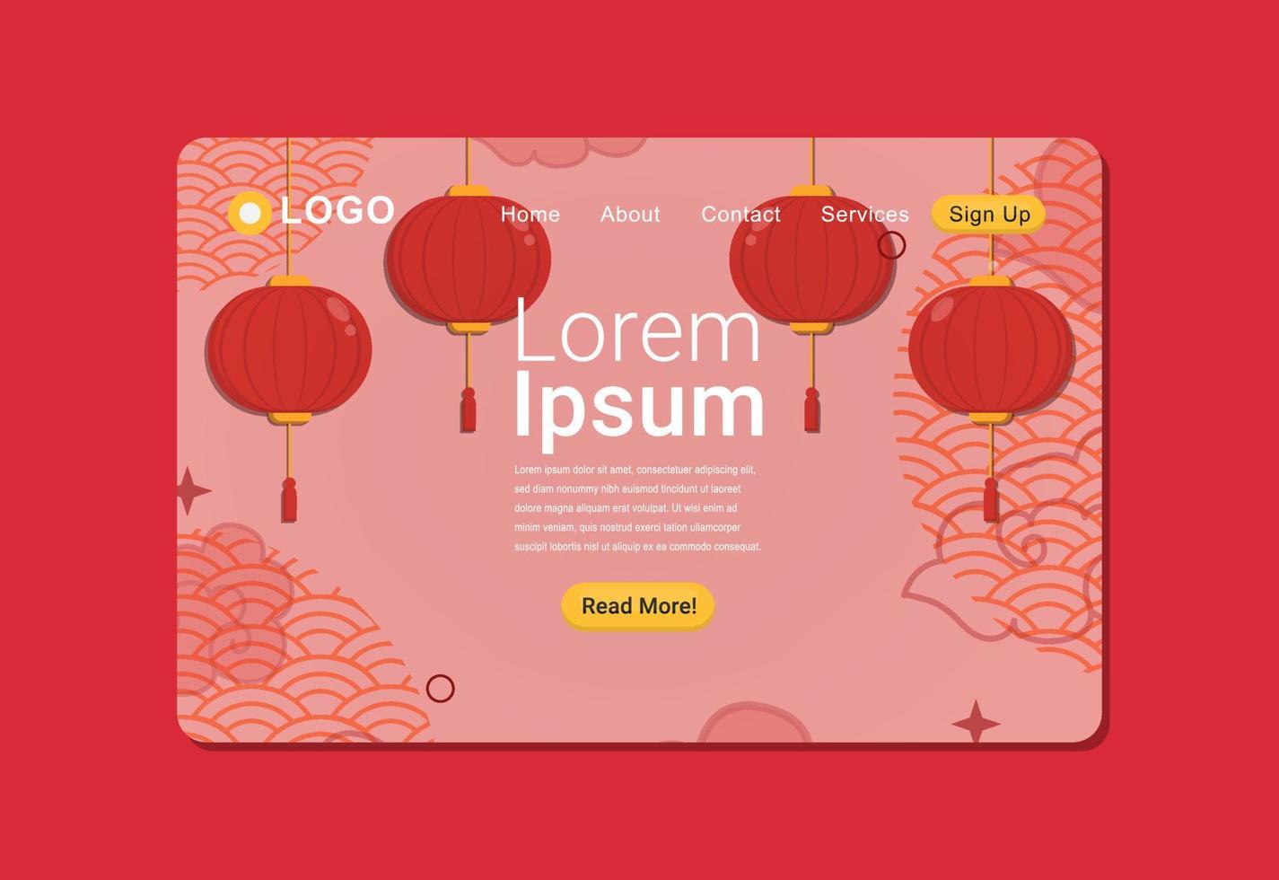 Elegant Oriental Chinese Style Landing Page Illustration Design Concept vector