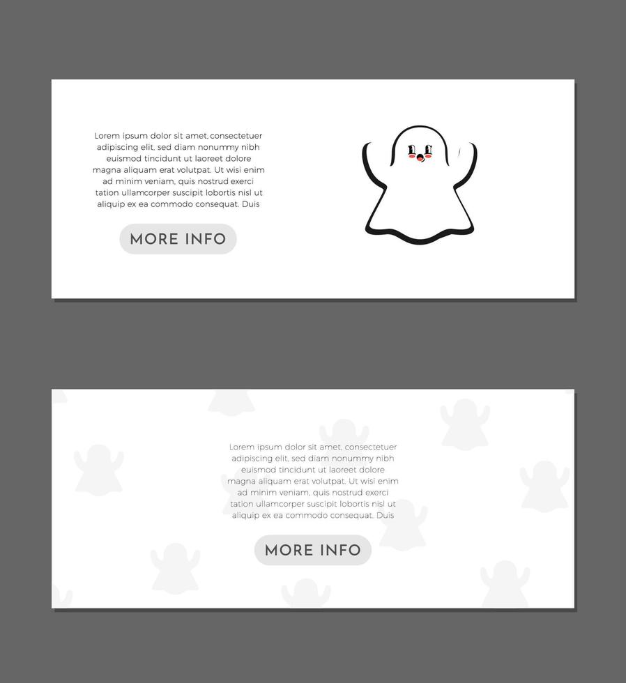 Ghost Trendy Cartoon Banner Set Design Template vector