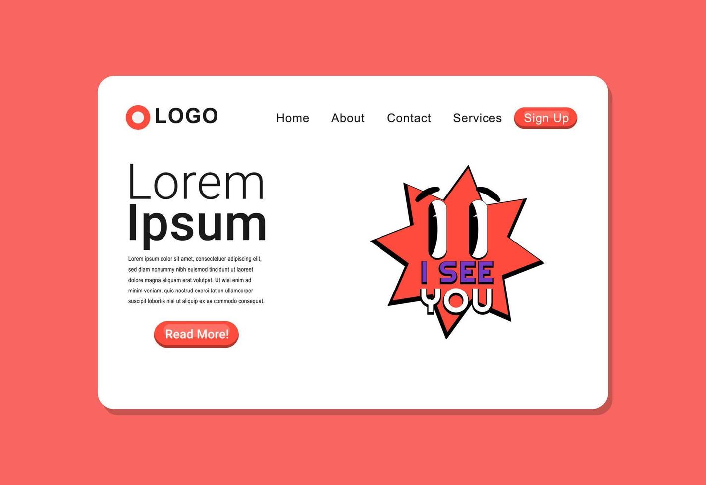 Flat Trendy Cartoon I See You Clean Landing Page Design Illustration vector