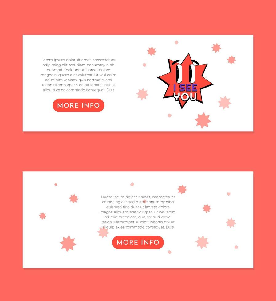 Flat Trendy Cartoon I See You Banner Set Design Template vector