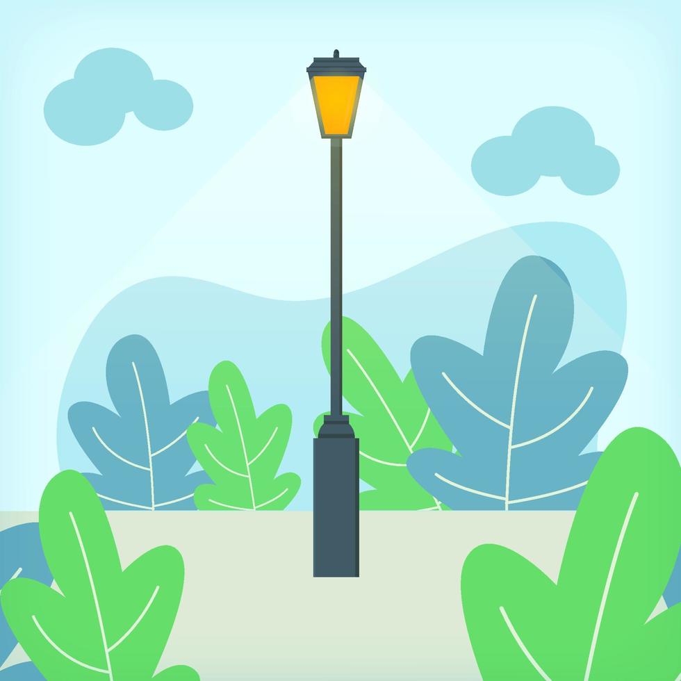 Elegant Lamppost Flat Illustration Design Concept vector