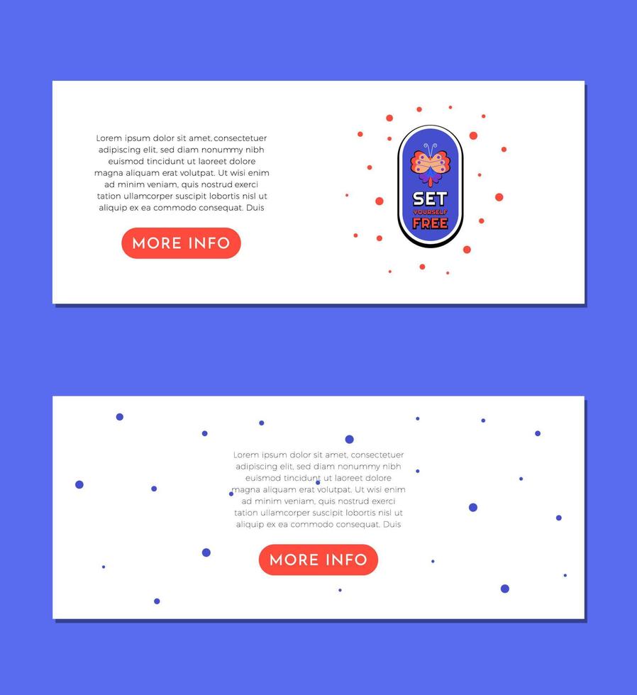 Set Yourself Free Trendy Cartoon Banner Set Design Template vector