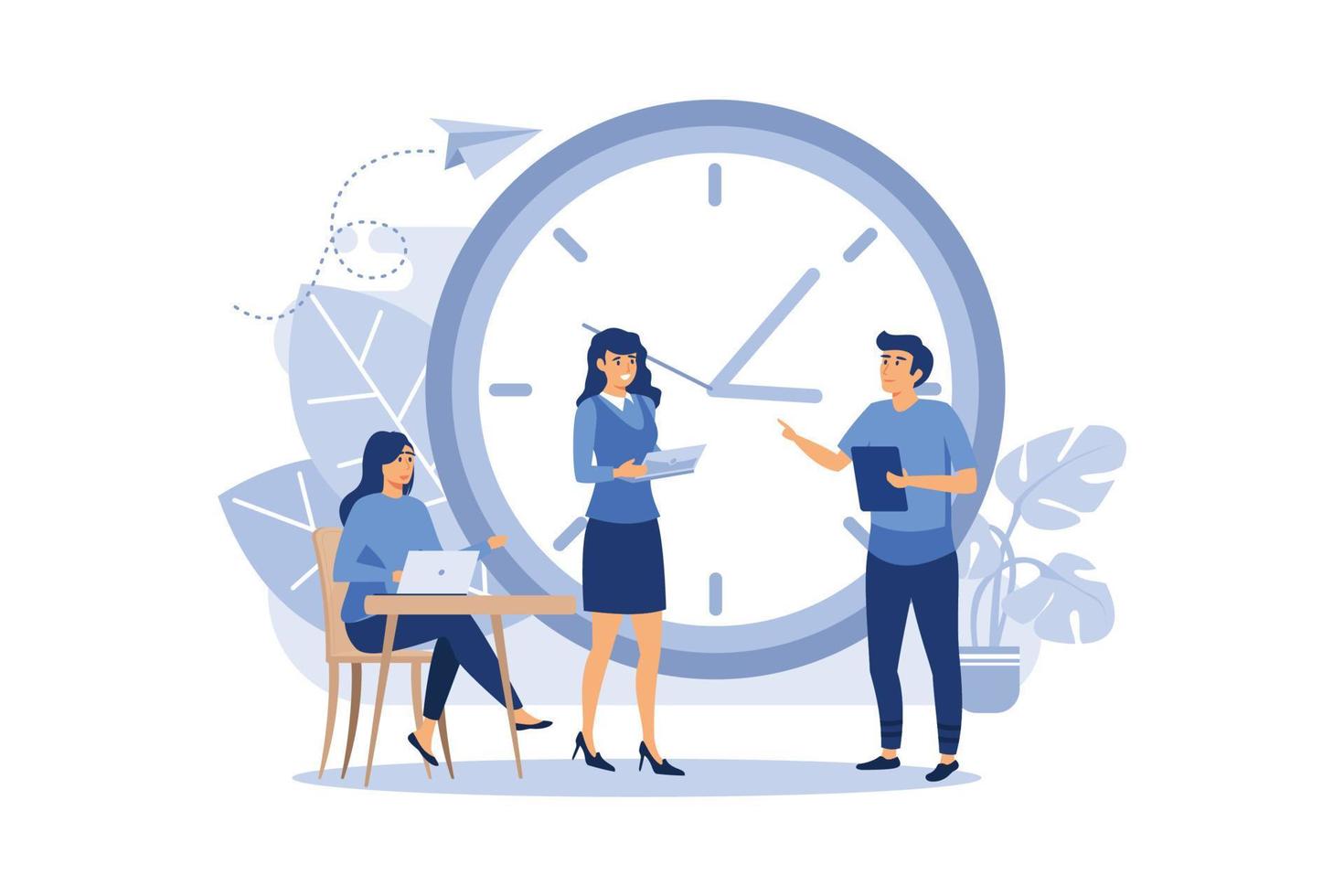 The concept of time management.Concept of saving time and scheduling tasks flat vector illustration