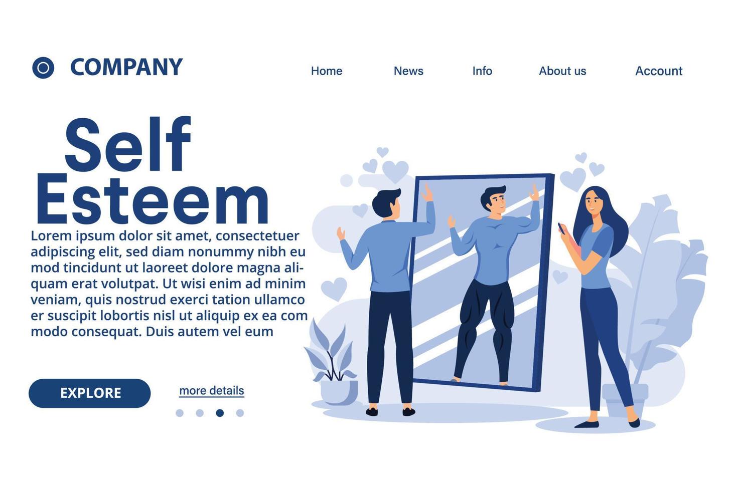 Self esteem illustration exclusive design landing page vector