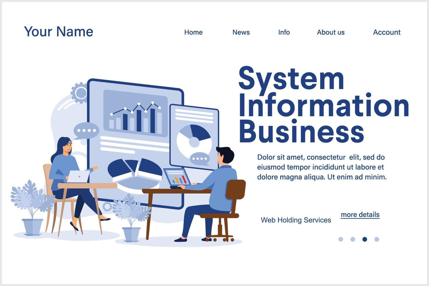 Ilustración de vector de concepto abstracto de sistema de información empresarial. infraestructura de ti, empresa comercial, procesamiento y automatización de transacciones, desarrollo de comercio electrónico, metáfora abstracta de datos.