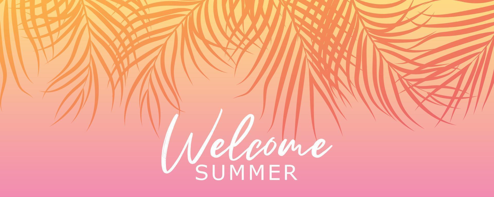 Abstract summer banner design with tropical leaves background vector
