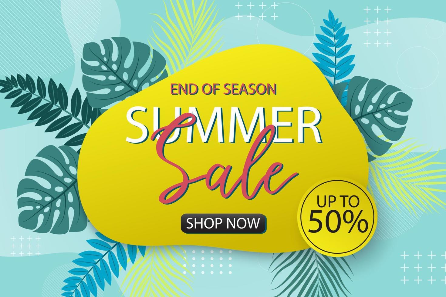 Summer sale tropical banner template design vector