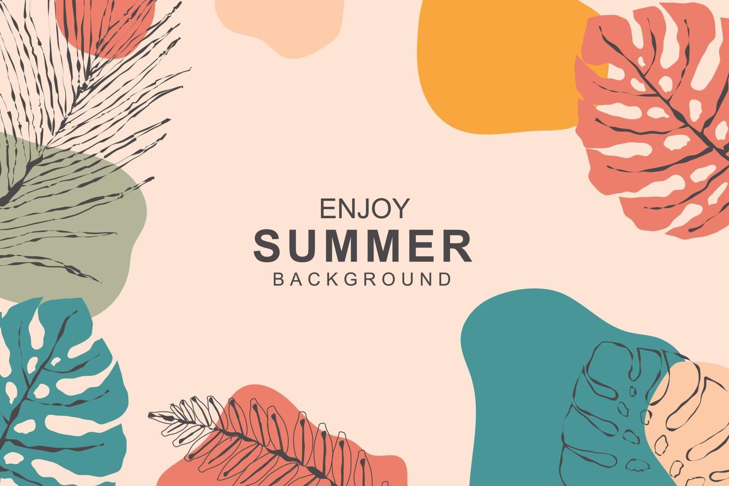 Beautiful hand drawn tropical summer background vector