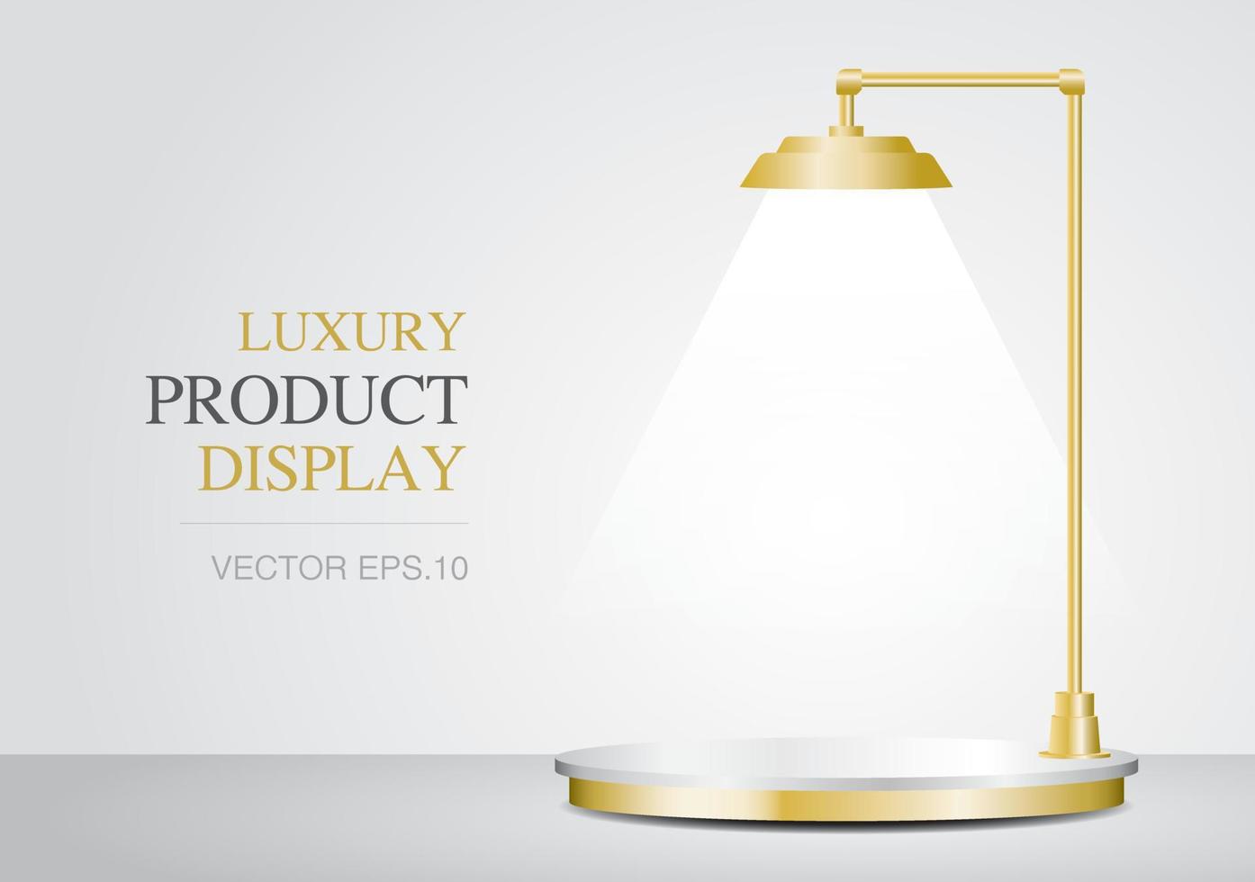 luxury gold podium with lamps 3D illustration vector for putting your object.