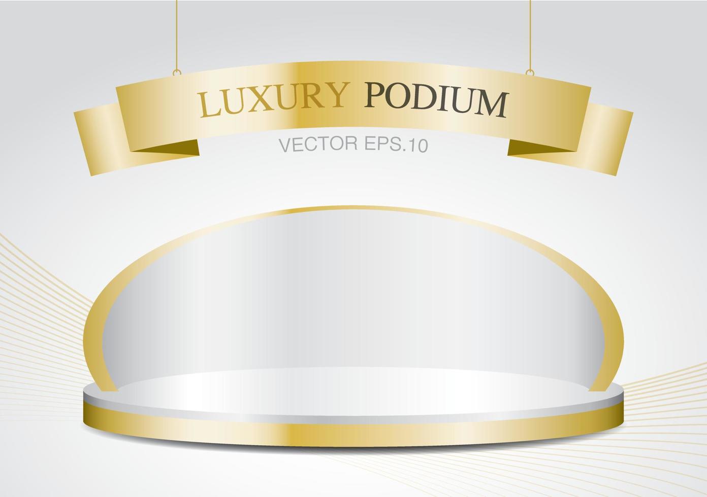 luxury gold display stage with shiny ribbon sign 3d illustration vector for putting your object