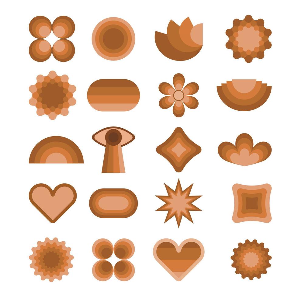 Set of retro 70s elements. Isolated retro elements. vector