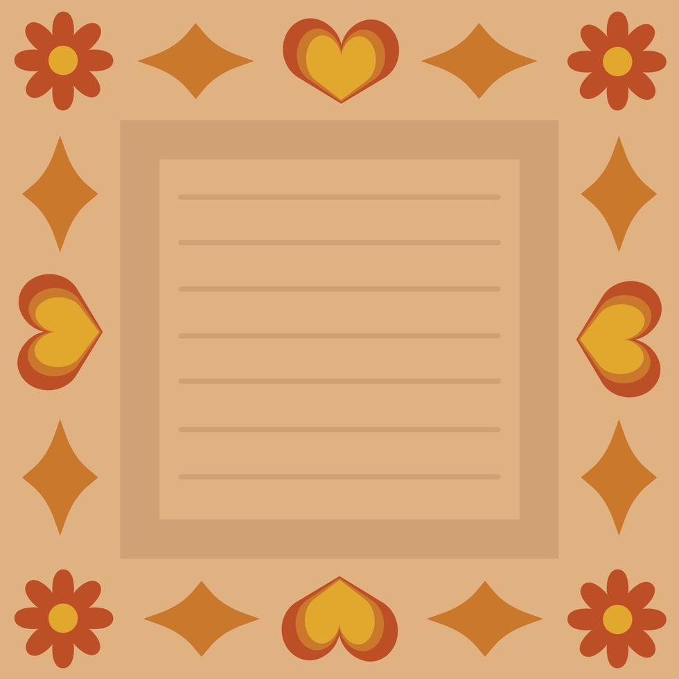 Card for notes in retro style. Sheet for writing in retro style. vector