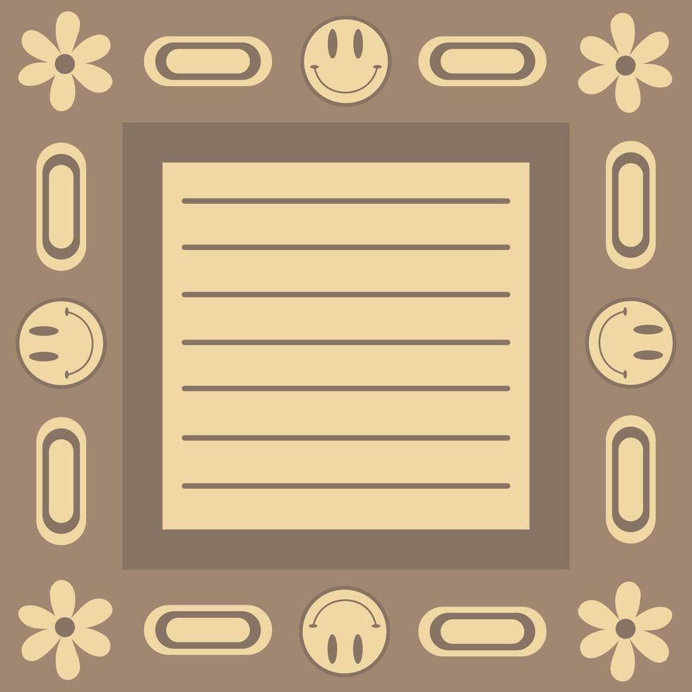 Card for notes in retro style. Sheet for writing in retro style. vector