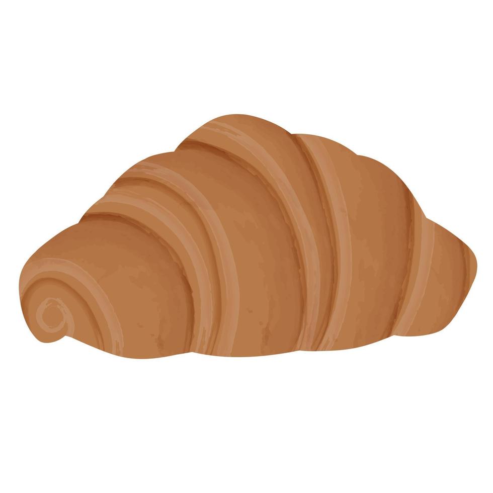 Vector realistic croissant. Illustration of baking. Isolated image of a croissant. Crispy baking crust. French croissant.