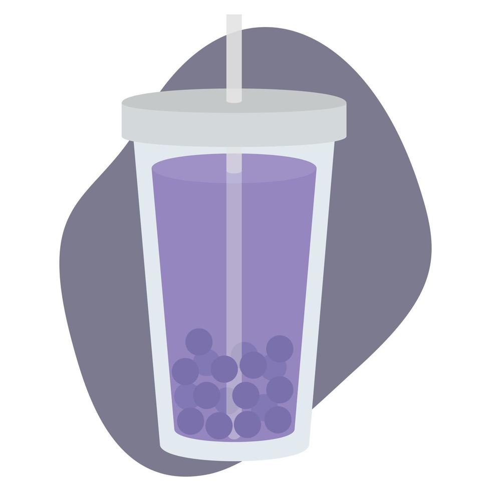 Vector illustration of tea bubble. Picture of a drink in a glass. Tapioca pearls in a drink. Illustration of a drink.