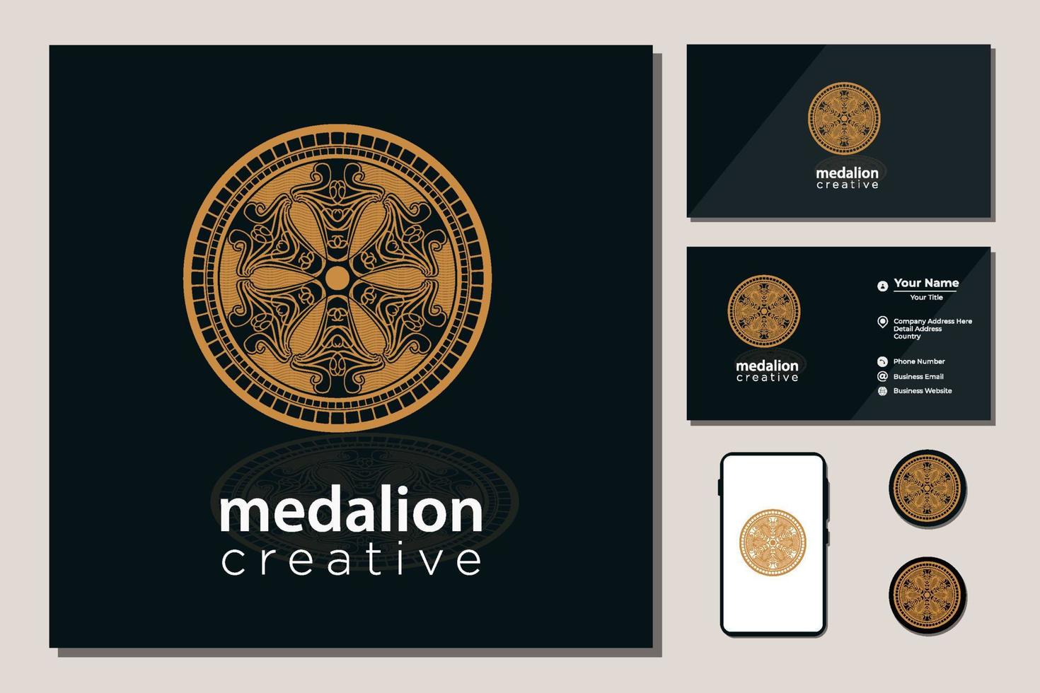 Golden Badge Label Coin with black background vector