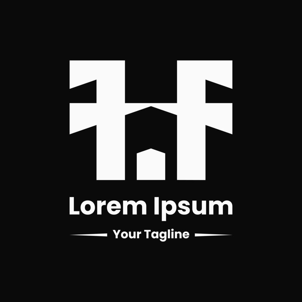 letter f and house logo concept. monogram, silhlouette, flat, simple and modern logotype. suitable for logo icon, symbol and sign vector