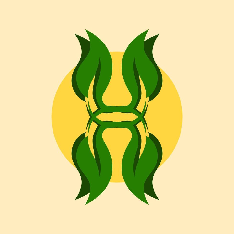 letter H and leaf logo concept. combination, simple, nature and fresh logotype. suitable for logo, icon, symbol or sign. such as nature and initial logo vector