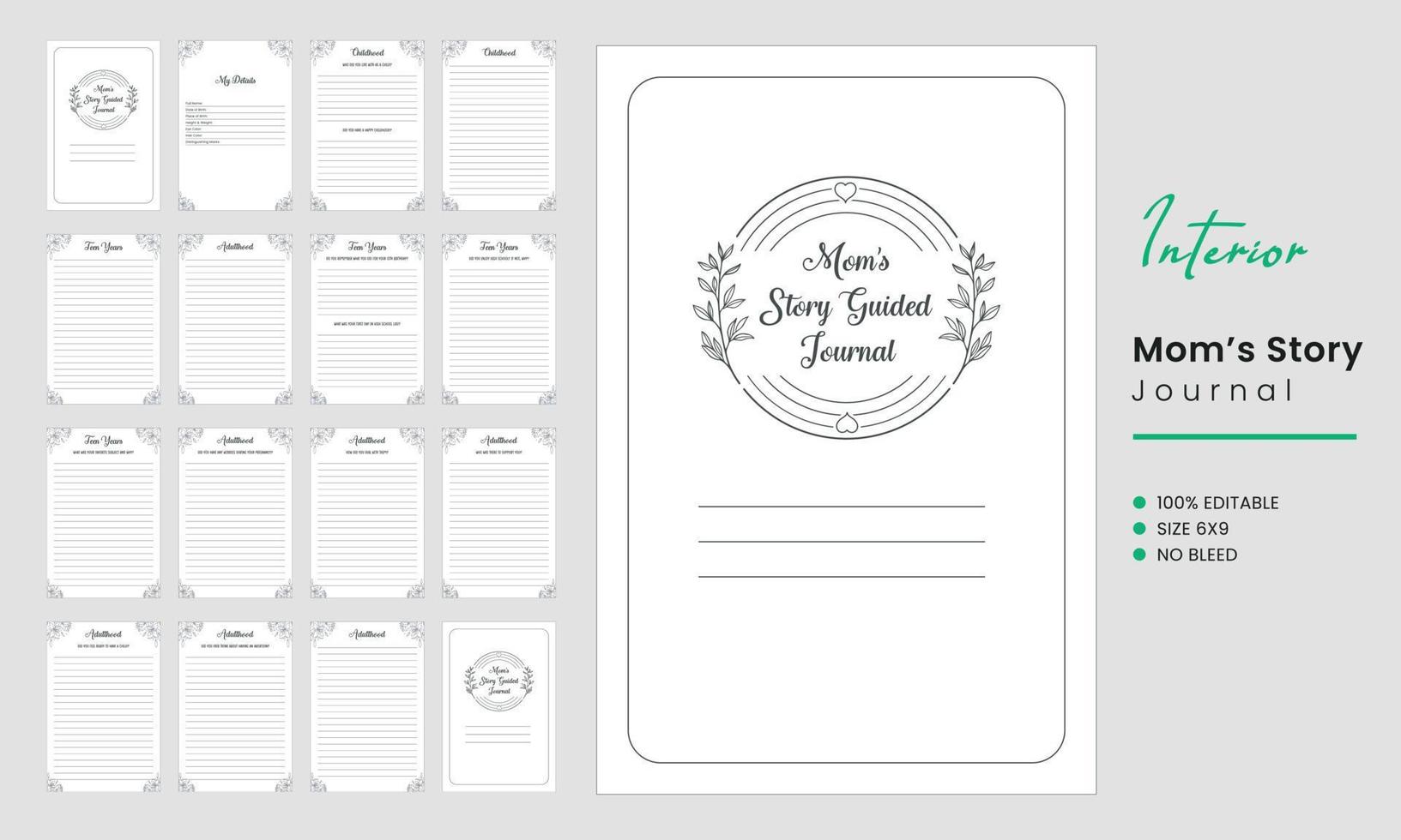 Mom Story Guided Journal Template design vector