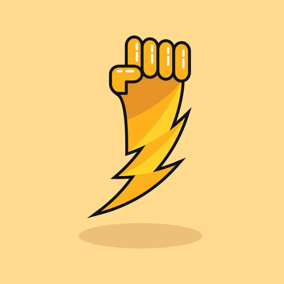 lightning punch logo concept. hand, outline, color, cartoon, combination and creative style. suitable for logo, icon, symbol and sign. such as fast, power and energy logo vector