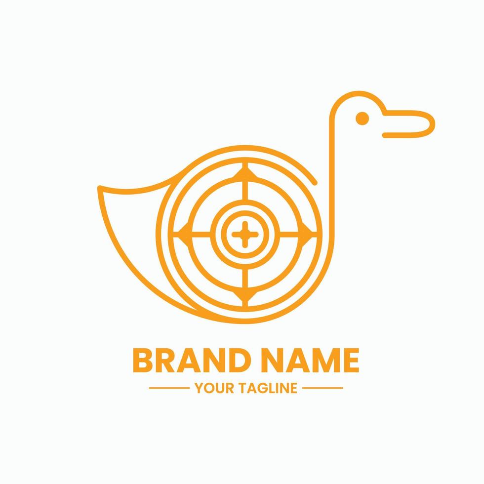 duck target logo, mono line logotype, outline. suitable for logo, icon, symbol and sign vector