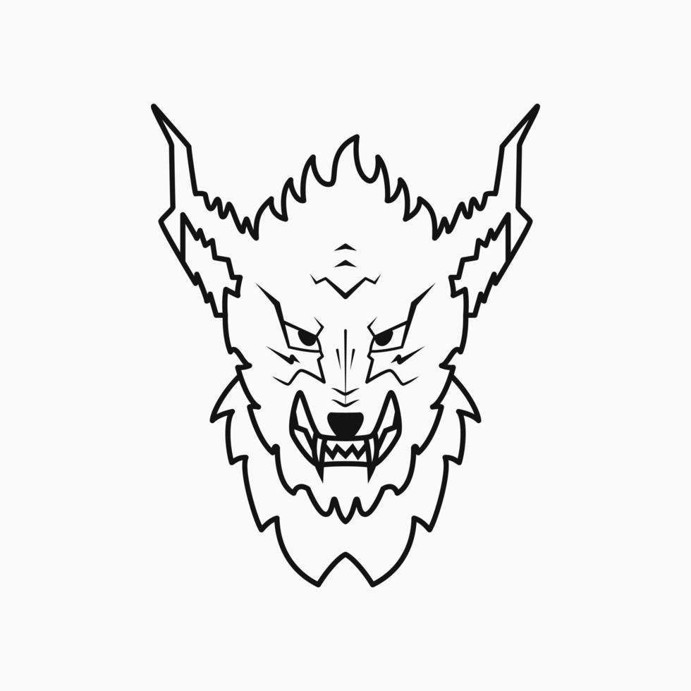 concepto de logotipo de bestia hyna. estilo aterrador, animal y line lart. adecuado para el diseño de logotipo, icono, símbolo, signo y camiseta vector