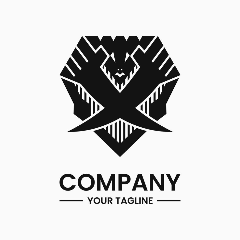 Concepto de logotipo de mano cruzada y escudo de bestia. estilo creativo, combinación, silueta, plano y moderno. negro y blanco. adecuado para logotipo, icono, símbolo y signo. como el diseño de camisetas o el logotipo de protección vector