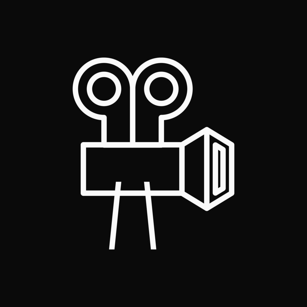 icono de cámara de vídeo. estilo minimalista, línea y monograma. en blanco y negro. adecuado para logotipo, icono, símbolo y signo vector