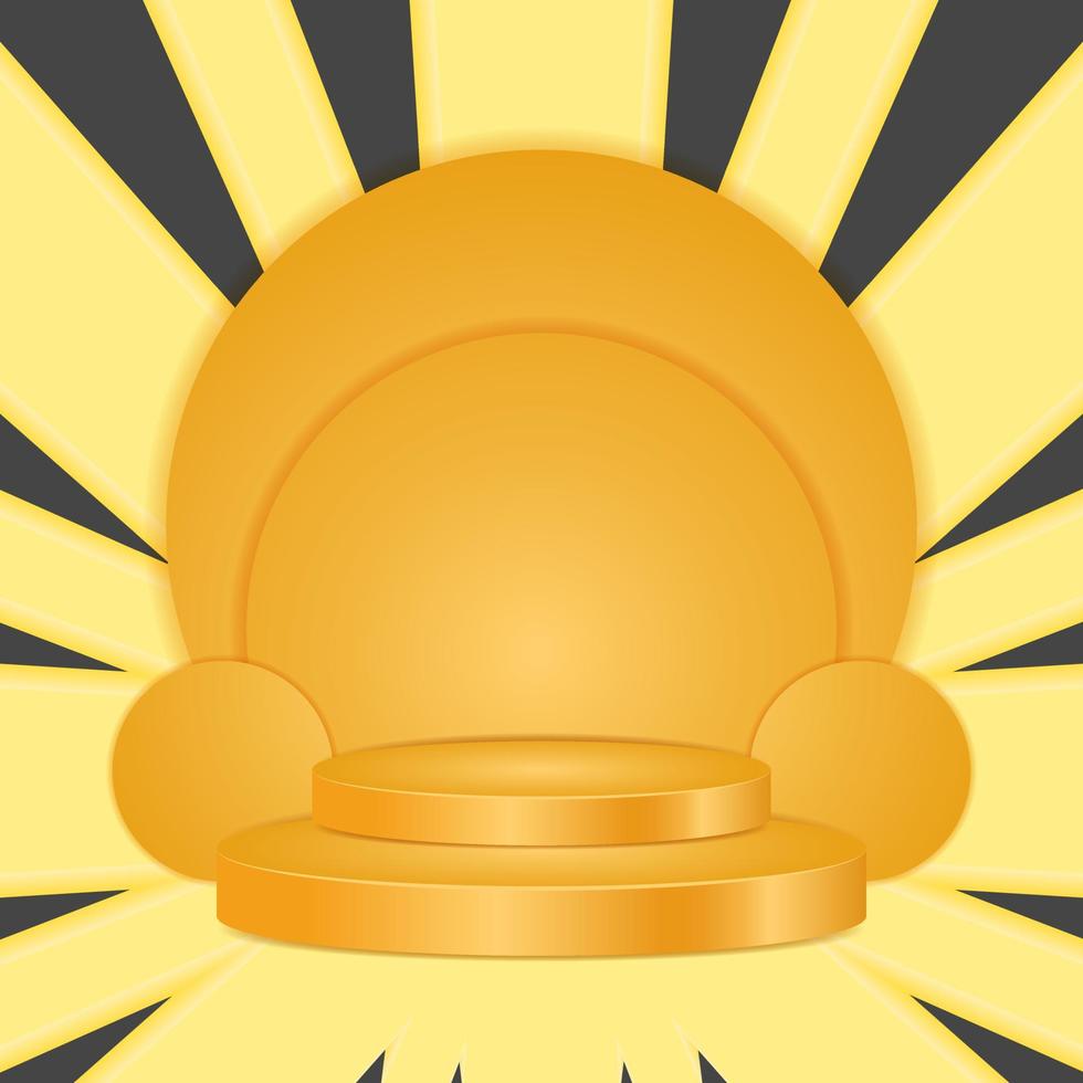 gold circle podium. shine abstract background. black and yellow. suitable sale product, flyer, or background promotion vector