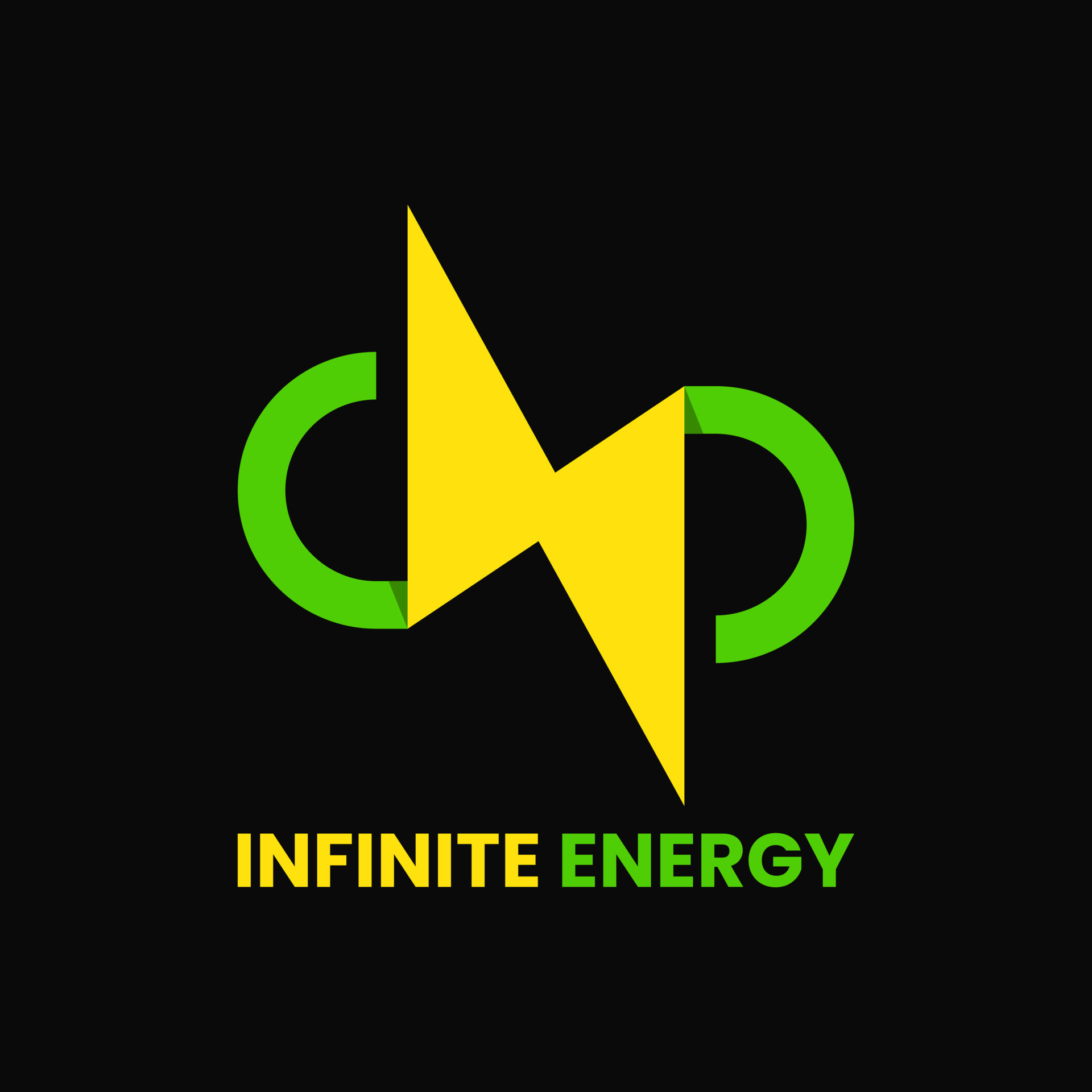 infinite and lightning logo concept. green and yellow. abstract, modern