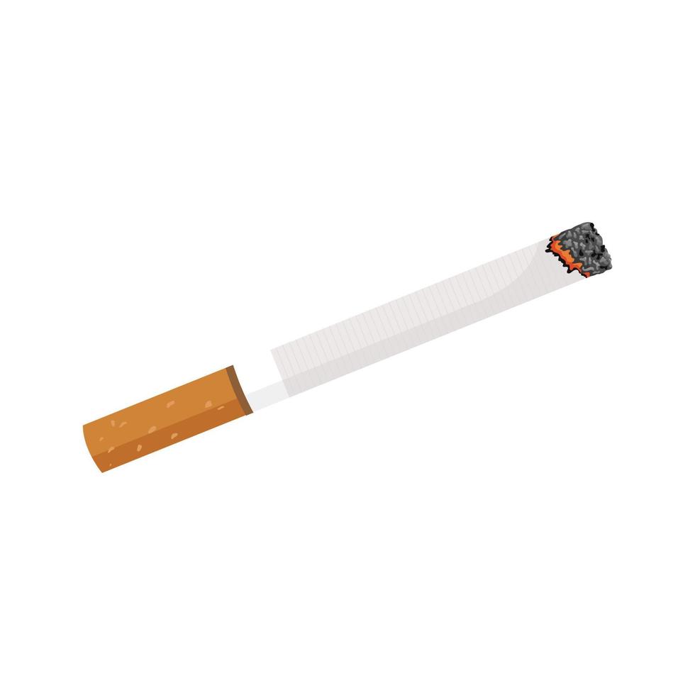 Smoldering cigarette. Vector illustration isolated on white background.