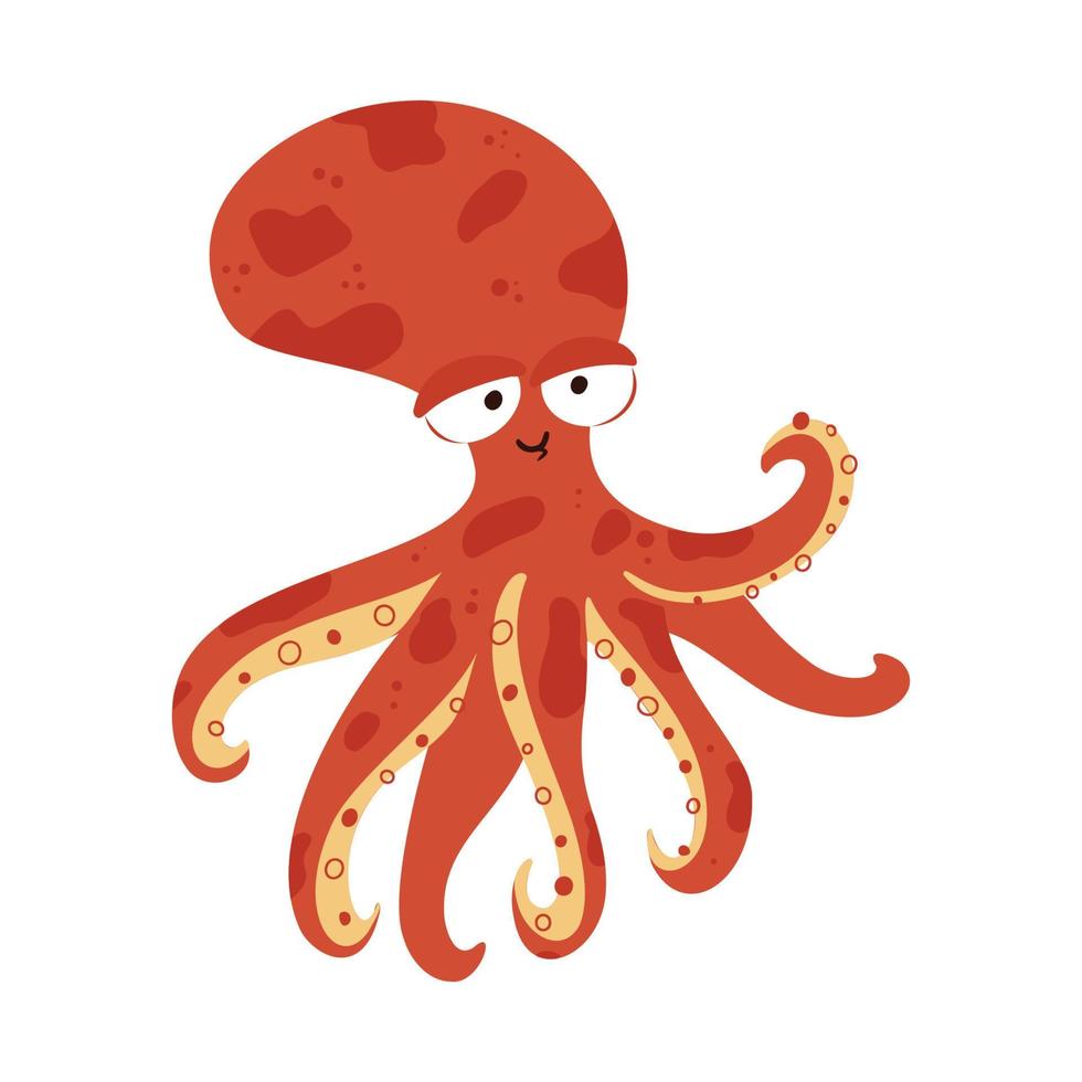 Illustration of cute octopus on white background vector illustration cartoon flat style
